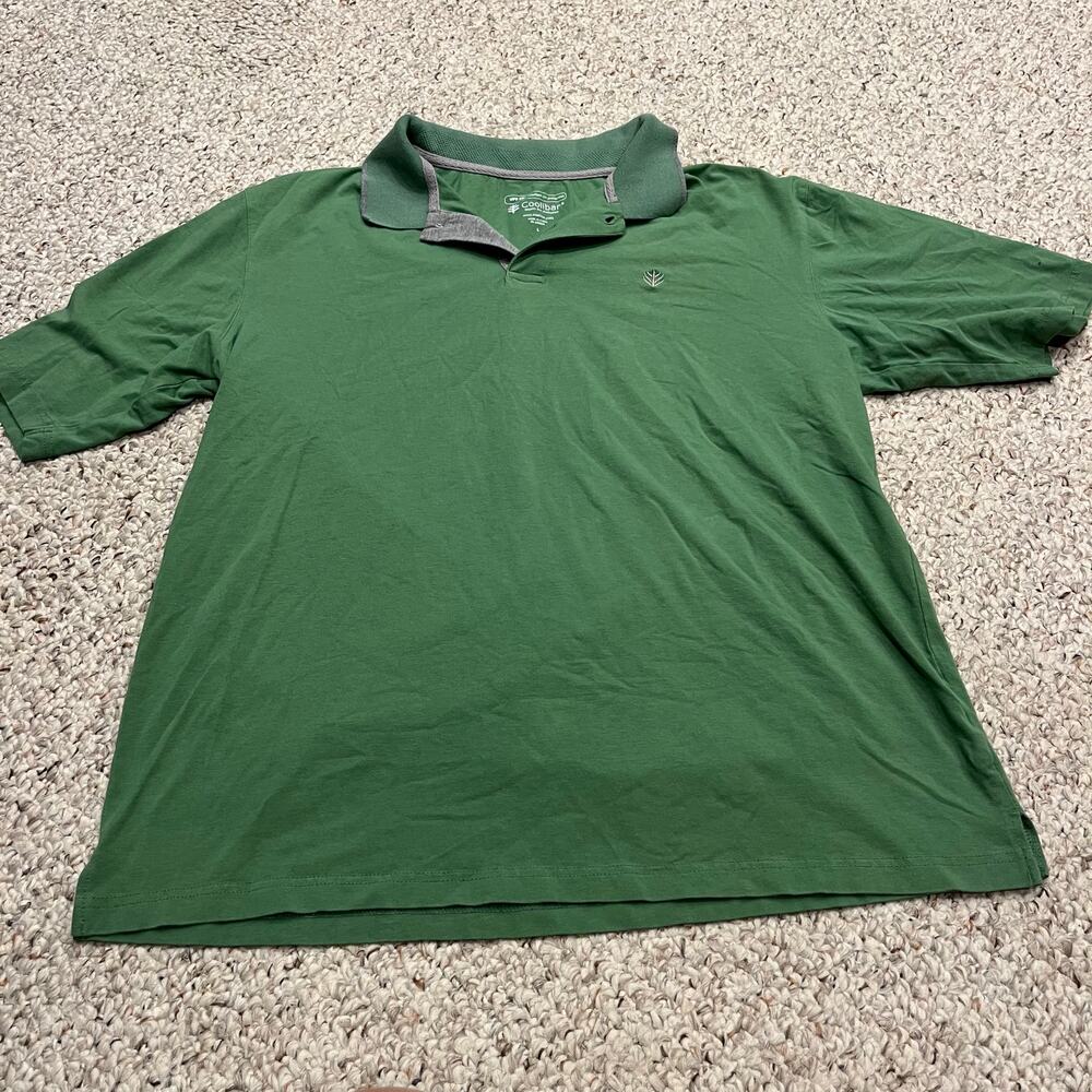 Coolibar Men's Short Sleeve Polo Shirt Sz L UPF 50 Green Outdoor Preppy Golf